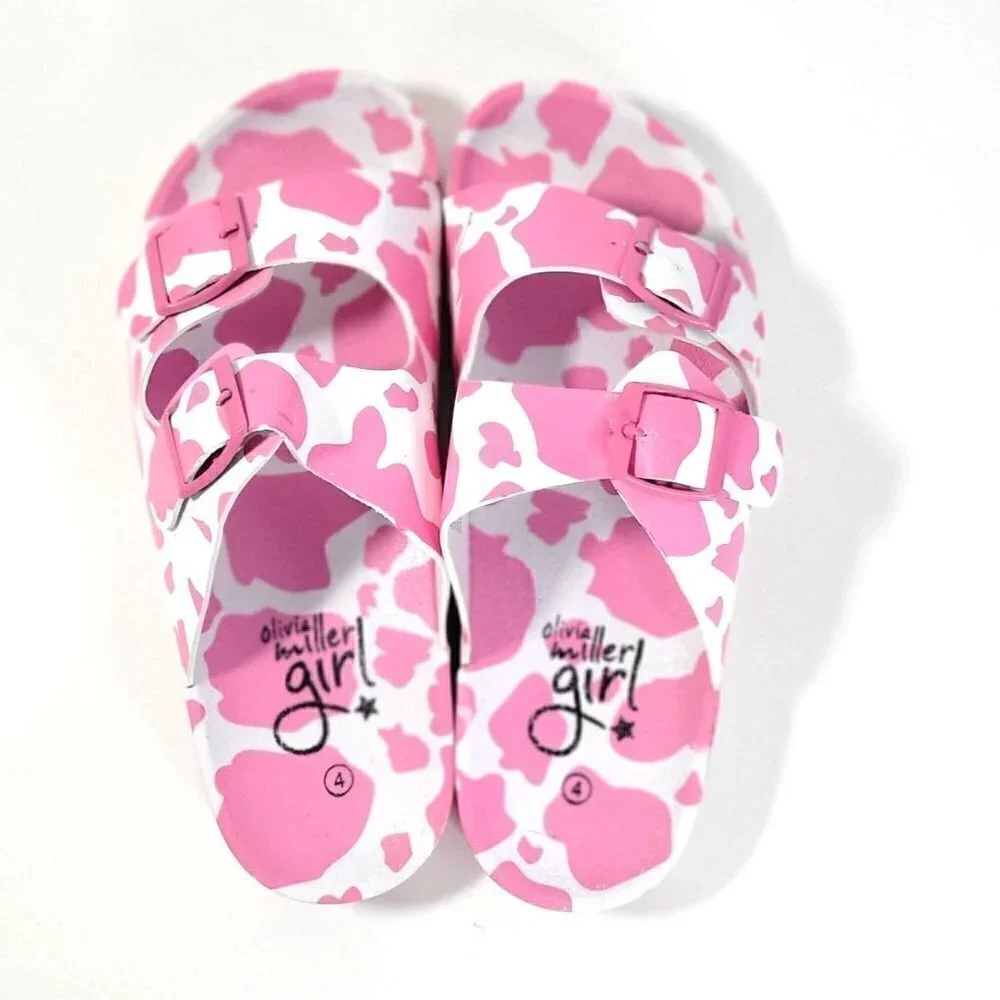 Girls' Olivia Miller Little Kid & Big Kid Moo Pink Footbed Sandals Size 4